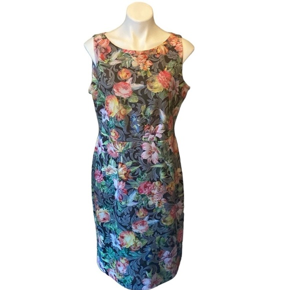 New York & Company Dresses & Skirts - New York And Company Stretch Dark Floral Sleeveless Sheath Dress With Zipper